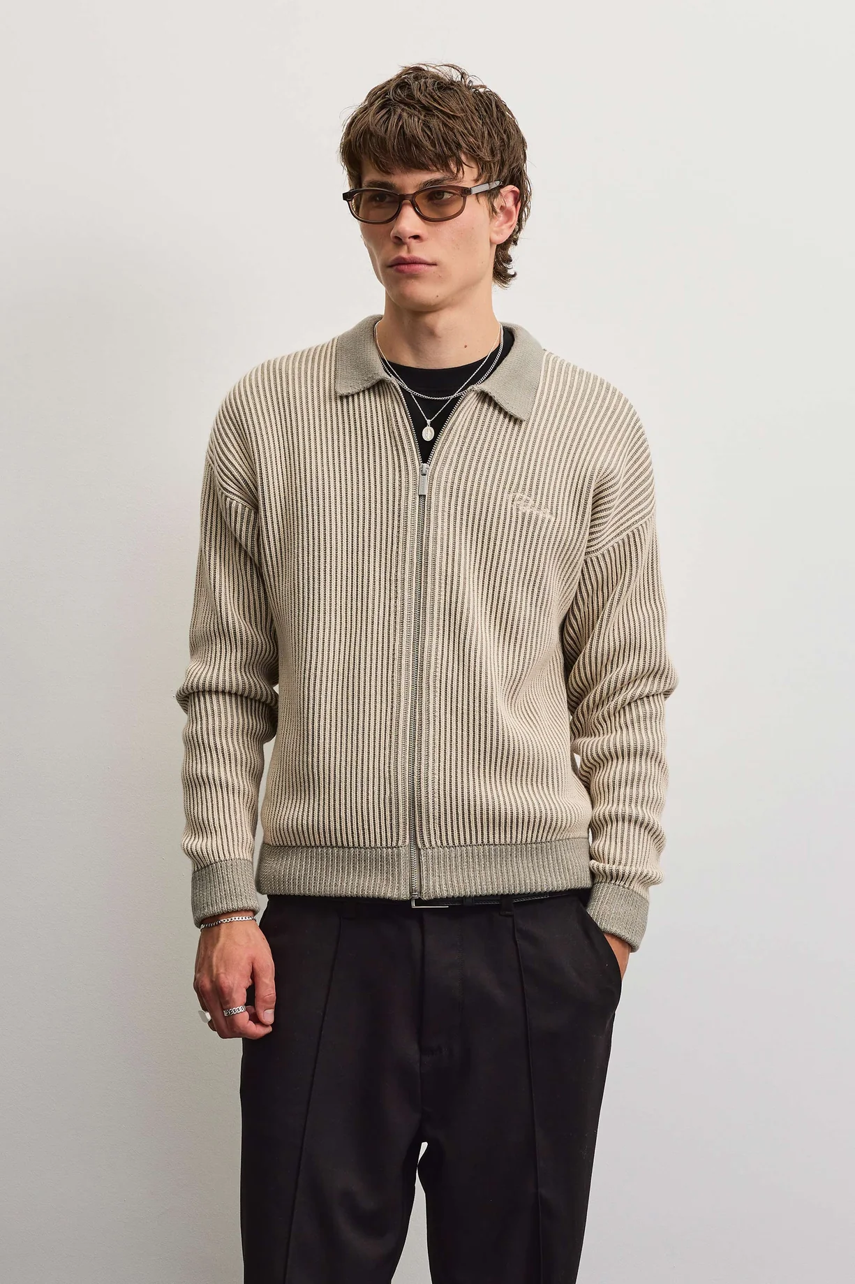 Haflong Knit Zip Jacket Flint Grey Haflong Knit Zip Jacket Flint Grey