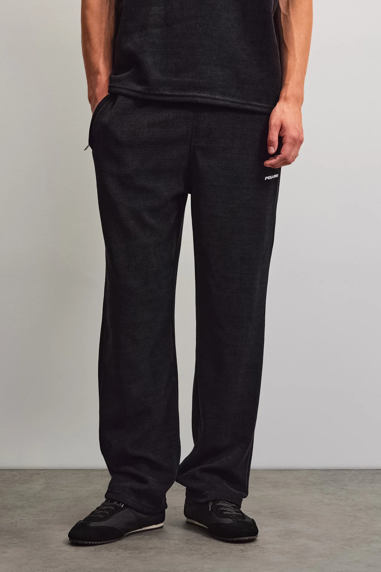 Wide Soft Rib Pants Black Wide Soft Rib Pants Black